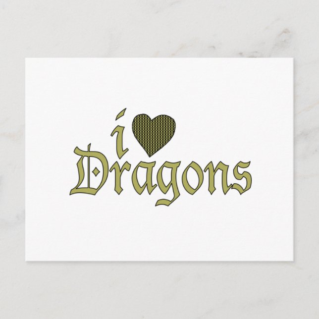 Carte Postale J'aime les dragons (Devant)