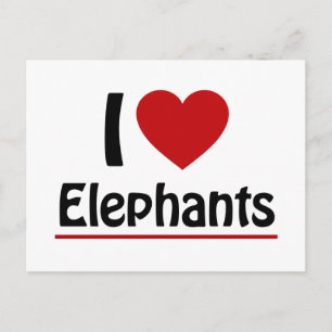 Carte Postale J'aime les éléphants
