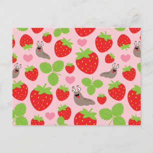Carte Postale J'aime les fraises Motif sans couture