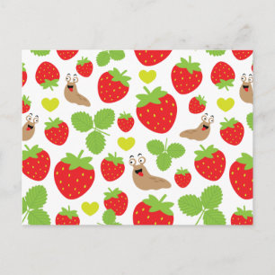 Carte Postale J'aime les fraises Motif sans couture