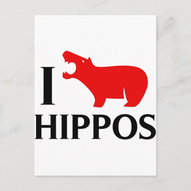 Carte Postale J'Aime Les Hippopotames (Devant)