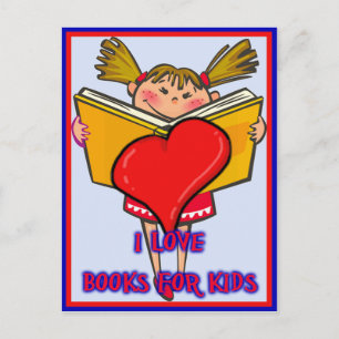 Carte Postale J'Aime Les Livres Pour Enfants