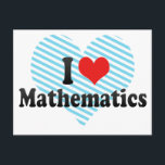 Carte Postale J'aime les mathématiques<br><div class="desc">I Love Mathematics Great I Love Mathematics product with a big heart filled with red stripes. This and many more Mathematics toxits,  donc other calculus products for Mathematics lovers available at our store.</div>
