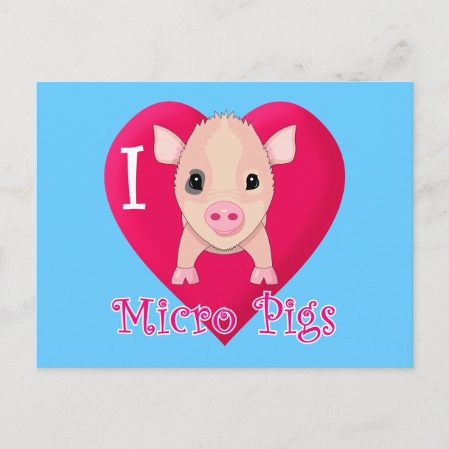Carte Postale J'Aime Les Micro Cochons (Devant)