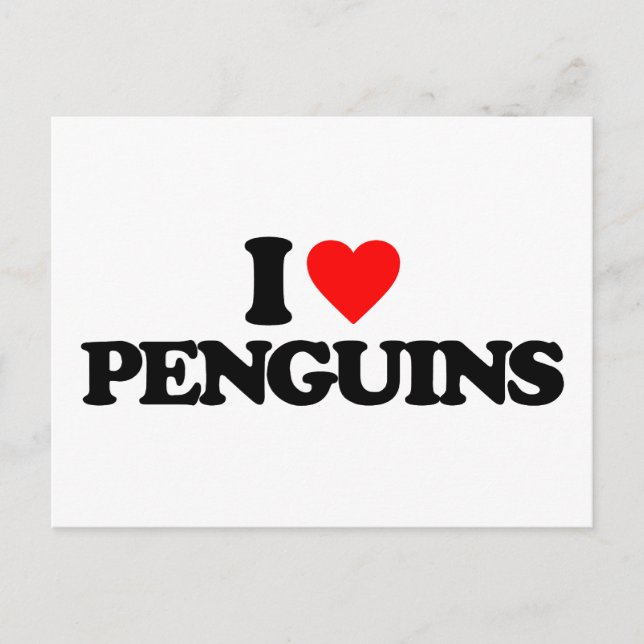 CARTE POSTALE J'AIME LES PENGUINS (Devant)