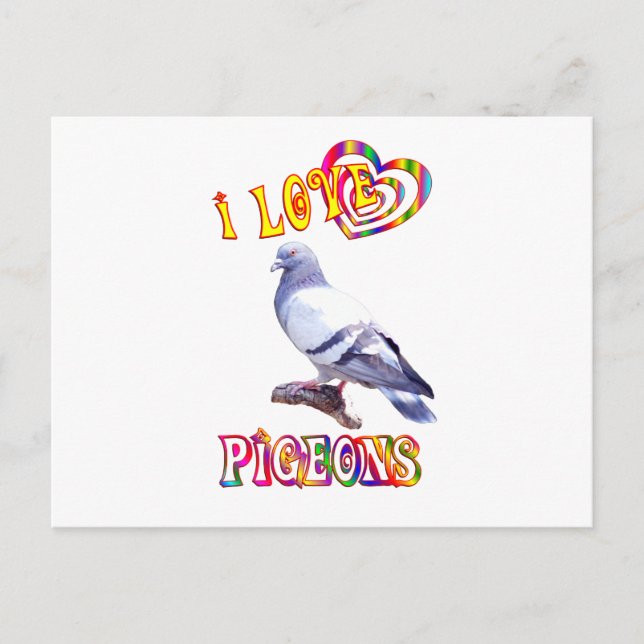 Carte Postale J'aime les pigeons (Devant)