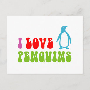 Carte Postale J'aime les pingouins