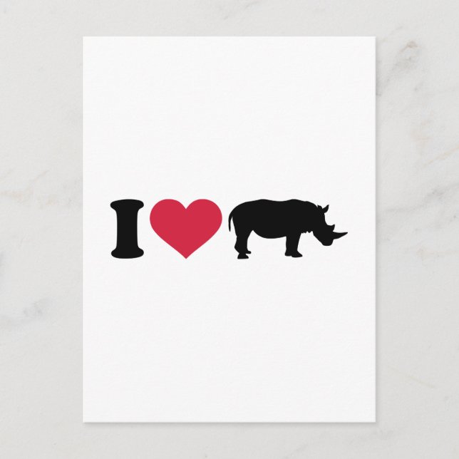 Carte Postale J'aime les Rhinos (Devant)