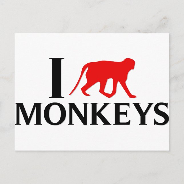 Carte Postale J'aime les singes (Devant)