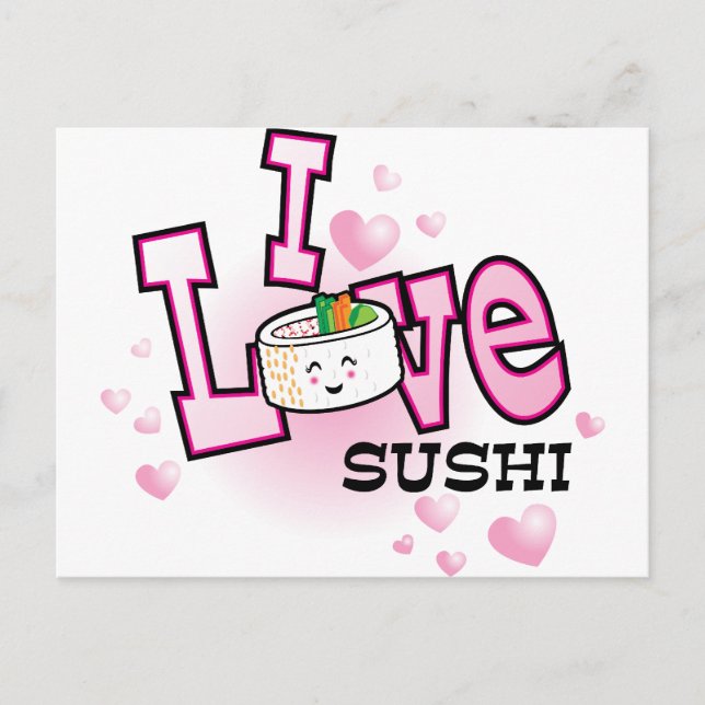 Carte Postale J'aime les sushis (Devant)