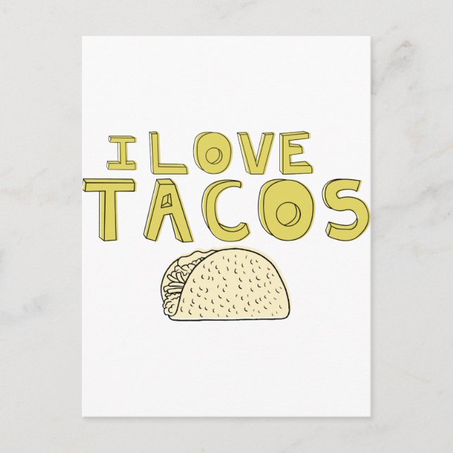 CARTE POSTALE J'AIME LES TACOS (Devant)