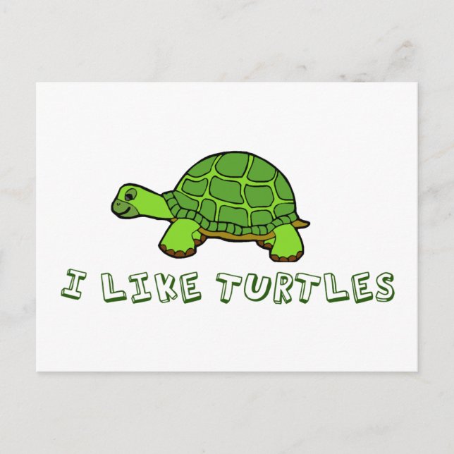 Carte Postale J'Aime Les Tortues Green Mate (Devant)