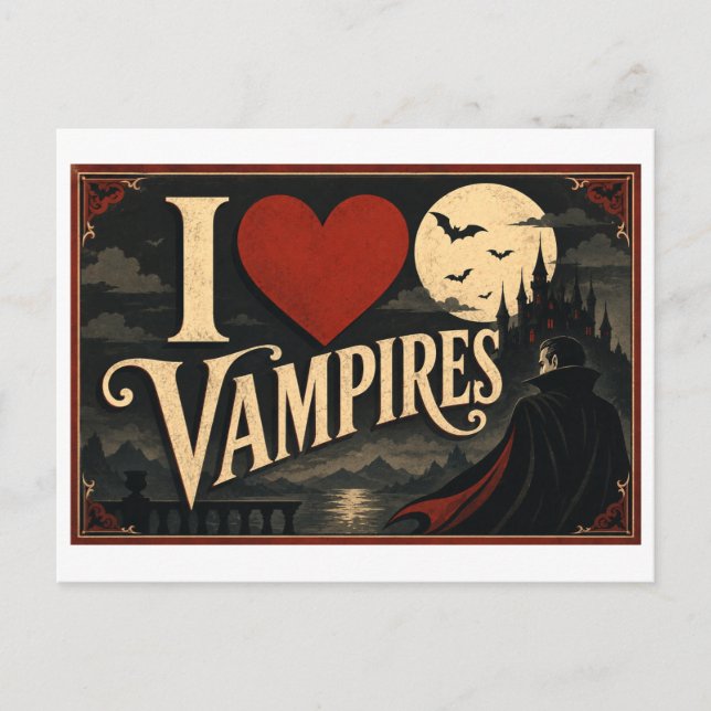 Carte Postale "J'aime les vampires" (Devant)