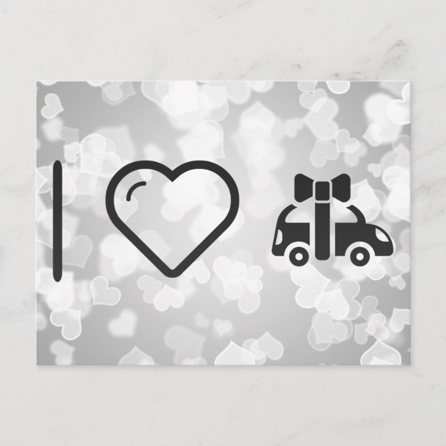 Carte Postale J'aime les voitures-cadeaux (Devant)