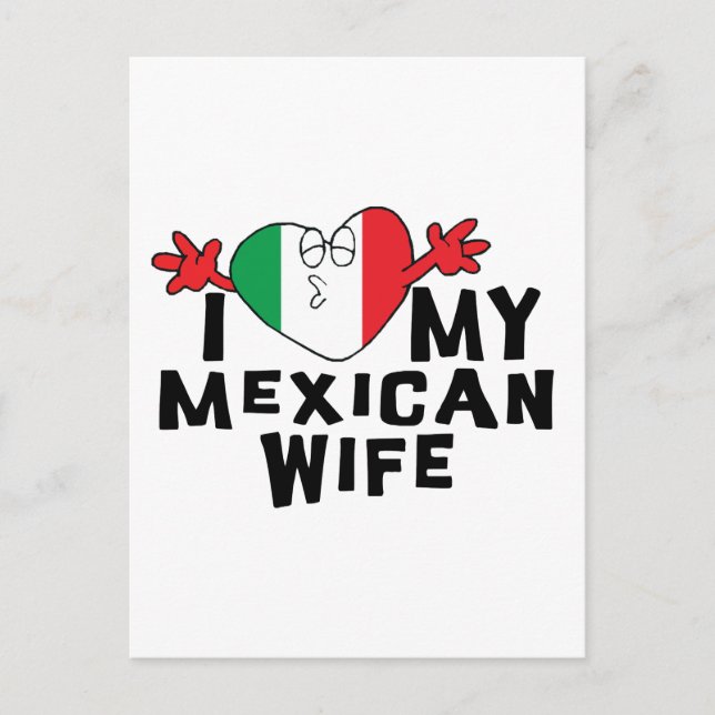 Carte Postale J'Aime Ma Femme Mexicaine (Devant)