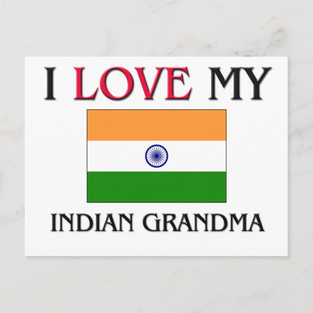 Carte Postale J'Aime Ma grand-mère indienne (Devant)
