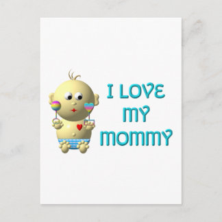 Carte Postale J'aime ma maman Bouncing Baby avec le coeur et les