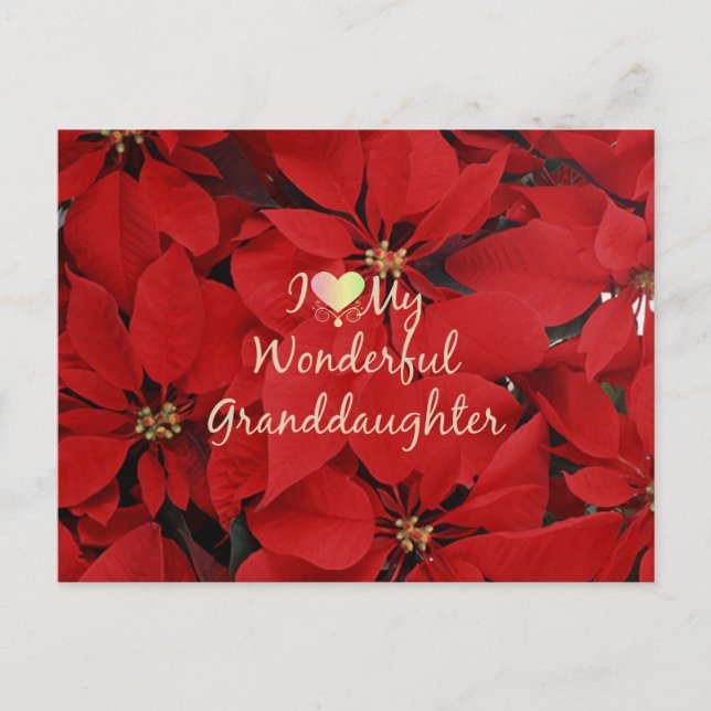 Carte Postale J'Aime Ma Merveilleuse Petite-Fille, Noël (Devant)