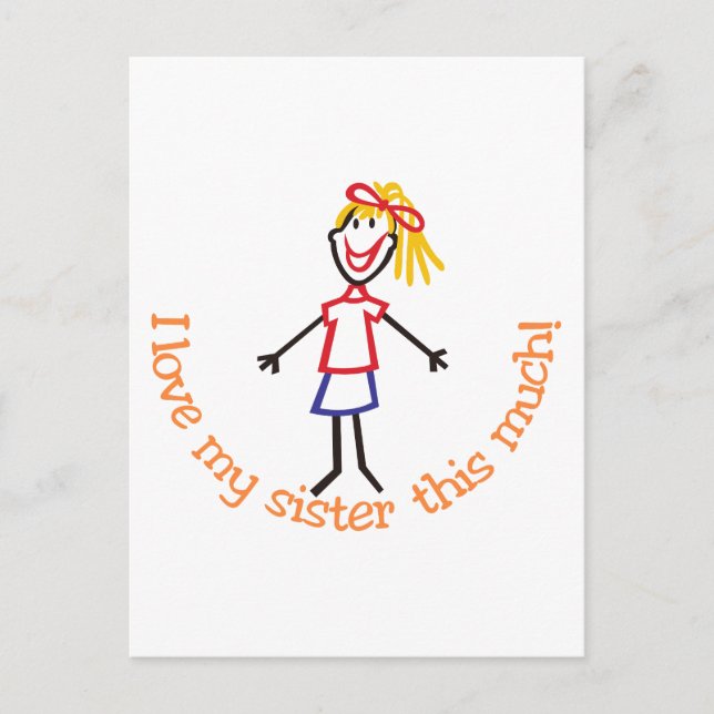 Carte Postale J'aime ma soeur (Devant)