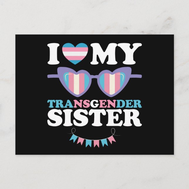 Carte Postale J'aime ma soeur transgenre Famille Trans LGBTQ (Devant)