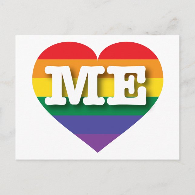 Carte Postale J'aime Maine Gay pride Rainbow Heart (Devant)