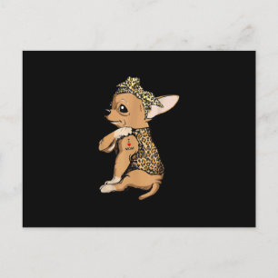Carte Postale J'Aime Maman Tatouage Drôle Chihuahua Chien Avec B