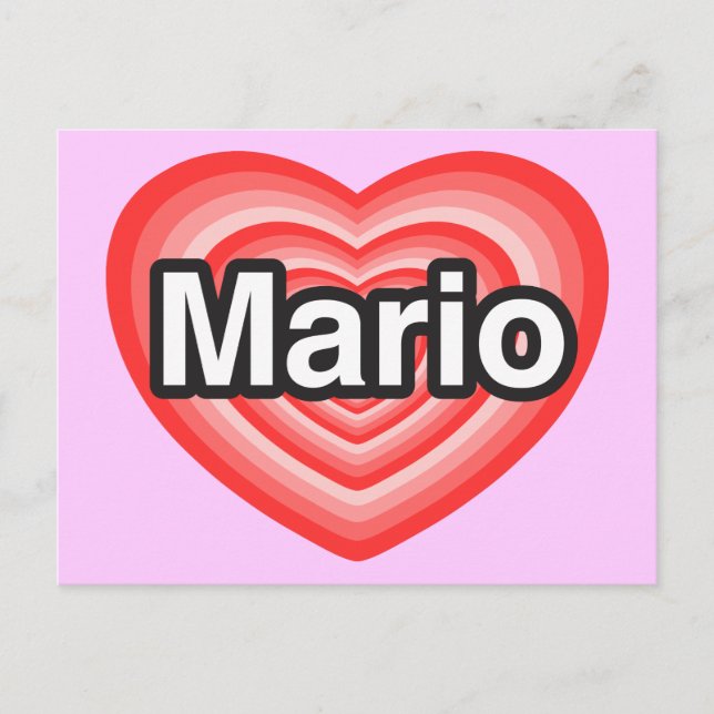 Carte Postale J'aime Mario. Je t'aime Mario. Cœur (Devant)