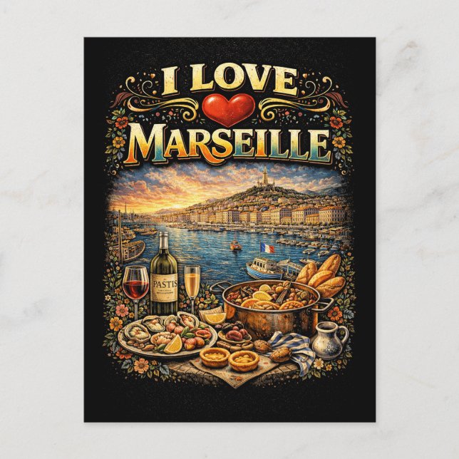 Carte Postale J'aime Marseille (Devant)