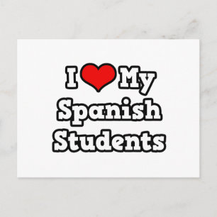Carte Postale J'Aime Mes Étudiants Espagnols
