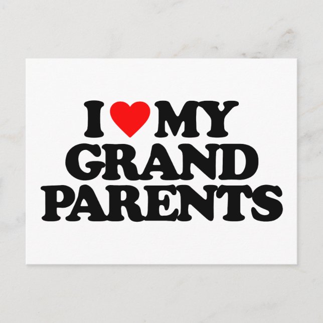 CARTE POSTALE J'AIME MES GRANDS-PARENTS (Devant)