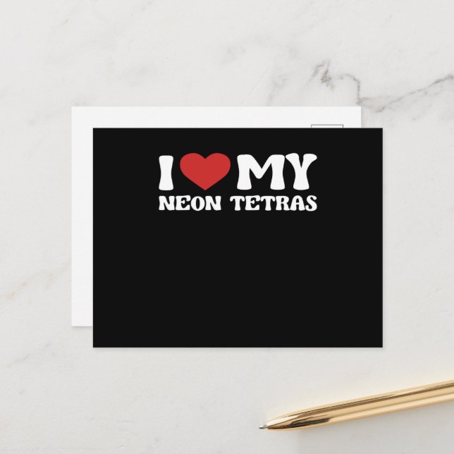 Carte Postale J'Aime Mes Tetras De Néon Funny Valentines Day (Devant/Arrière en situation)