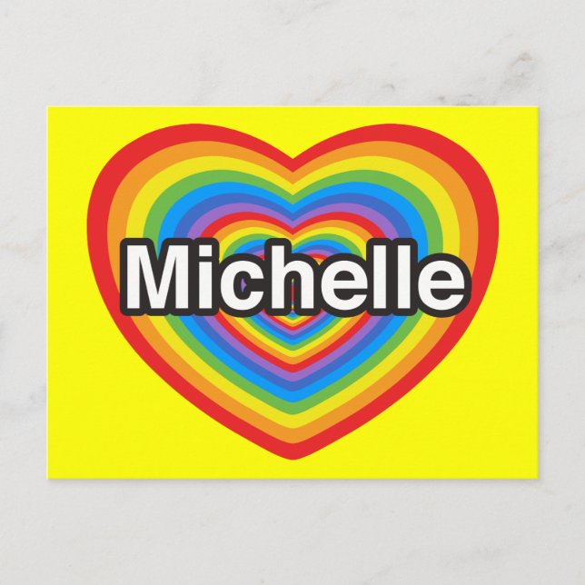 Carte Postale J'aime Michelle. Je t'aime Michelle. Cœur (Devant)