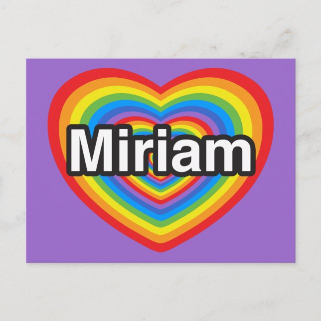 Carte Postale J'aime Miriam. Je t'aime Miriam. Cœur (Devant)