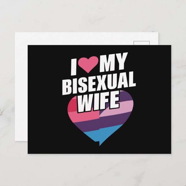 Carte Postale J'Aime Mon Bisexuel Femme Bi Pride Bisexual Drapea (Devant / Derrière)