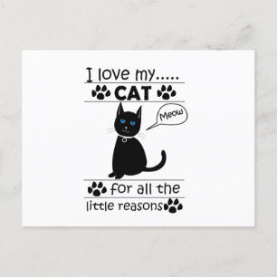 Carte Postale J'aime mon chat Black Cat