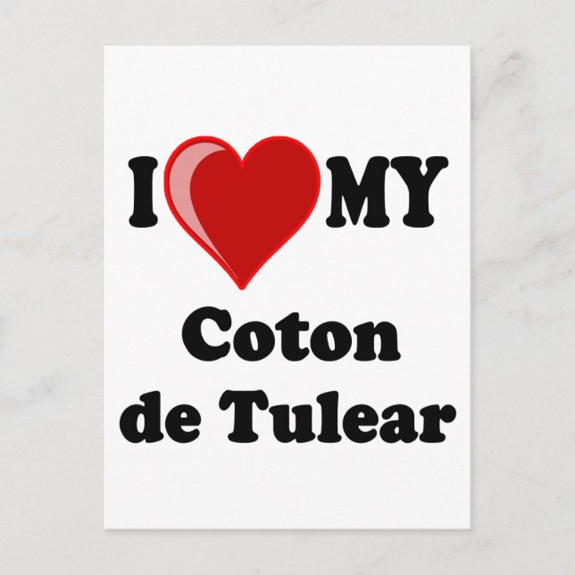 Carte Postale J'Aime Mon Coton De Tulear Dog (Devant)