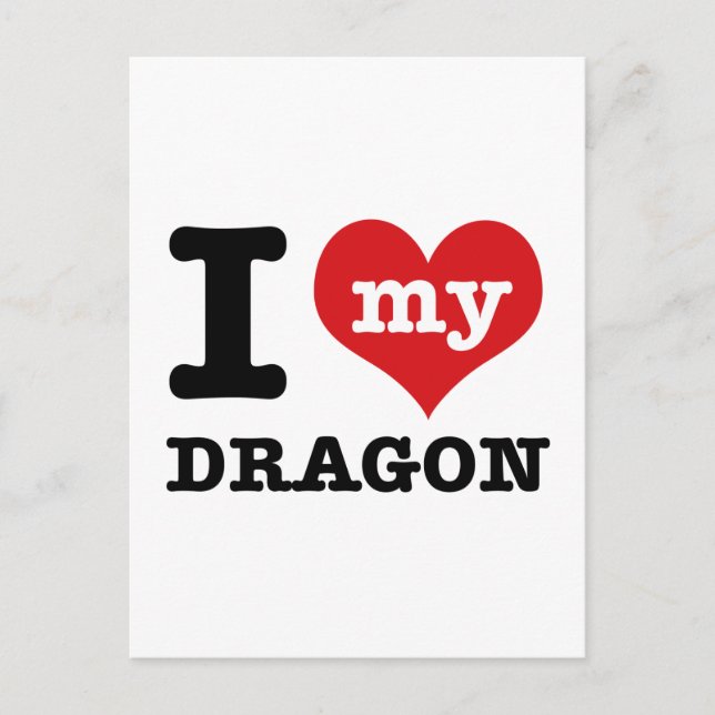 Carte Postale J'aime mon dragon (Devant)