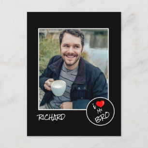 Carte Postale J'aime mon frère, photo personnalisée – Personnali