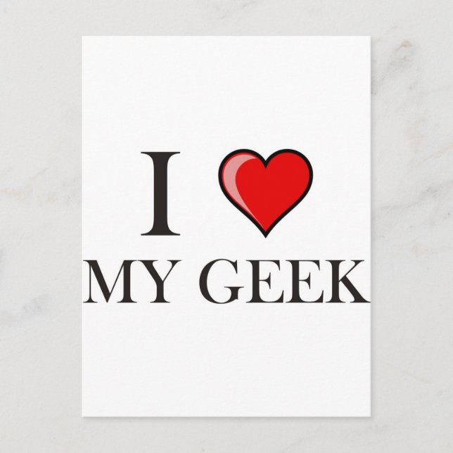 Carte Postale J'aime mon Geek (Devant)