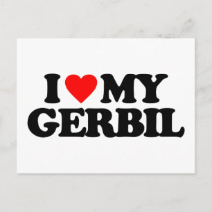 CARTE POSTALE J'AIME MON GERBIL