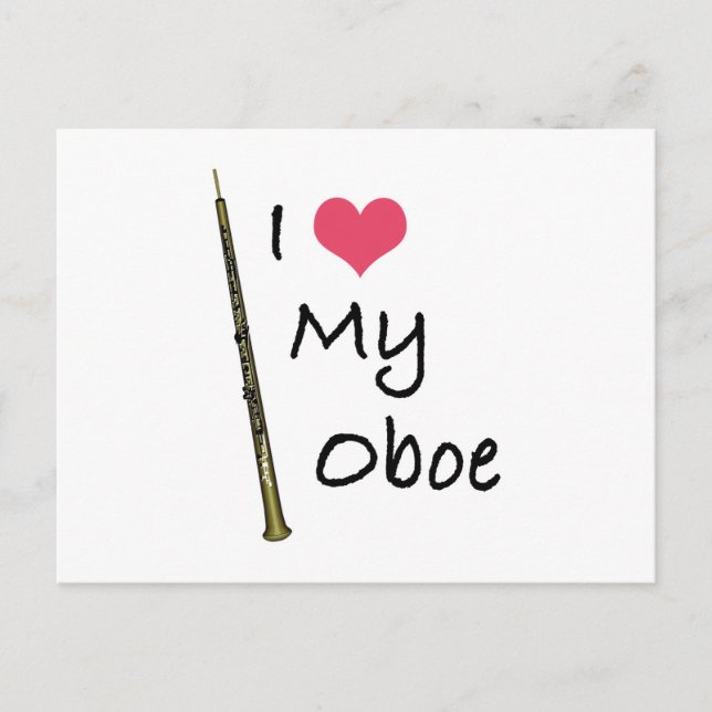 Carte Postale J'Aime Mon Oboe (Devant)
