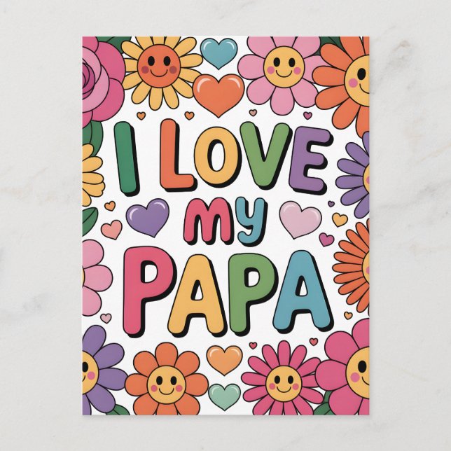 Carte Postale J'aime mon papa (Devant)