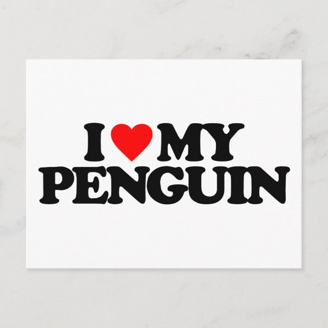 CARTE POSTALE J'AIME MON PENGUIN (Devant)