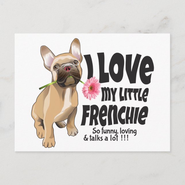 Carte Postale J'aime mon petit Français - French bulldog (Devant)