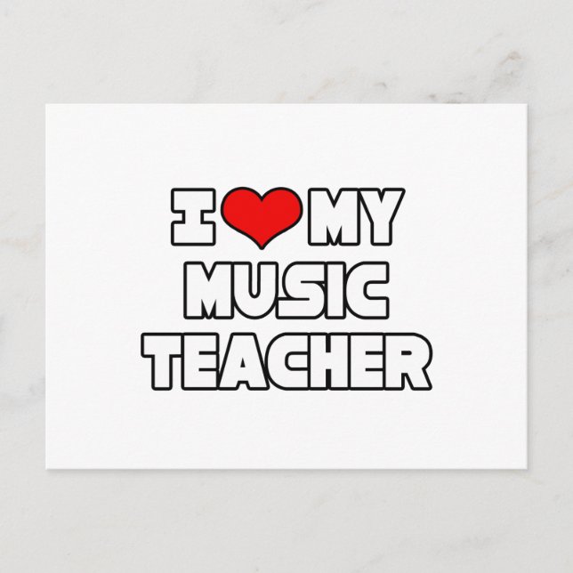 Carte Postale J'aime mon professeur de musique (Devant)