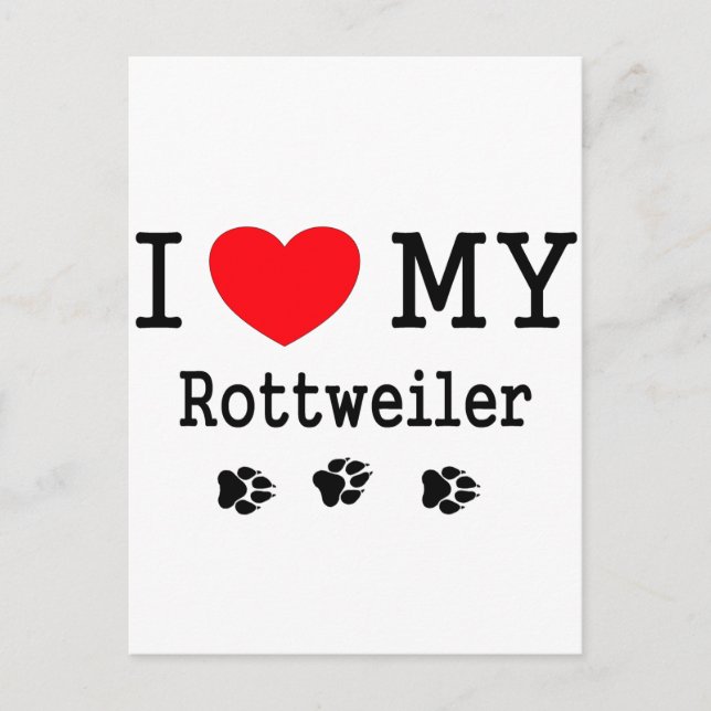 Carte Postale J'aime mon Rottweiler (Devant)