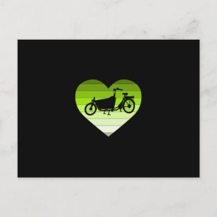Carte Postale J'Aime Mon Vélo De Cargo - Green Retro Heart