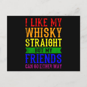 Carte Postale J'AIME MON WHISKY STRAIGHT LGBT Pride Moth LGBTQ