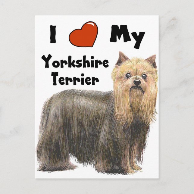 Carte Postale J'Aime Mon Yorkie (Devant)