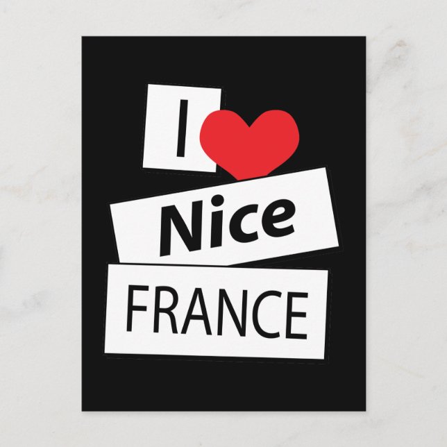 Carte Postale J'aime Nice France (Devant)